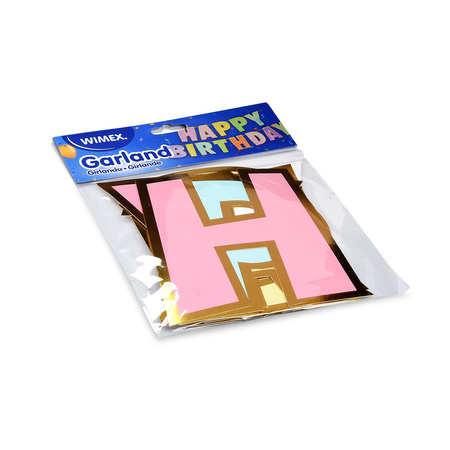 Papiergirlande „Happy Birthday“, Länge 5 m, Höhe 20 cm, 1 Stück