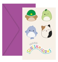 Einladungskarten mit Umschlag „Squishmallows“, 6 Stück
