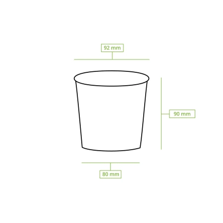 Weißer Pappbecher für Eis, 360 ml, Durchmesser 92 mm, 50 Stück