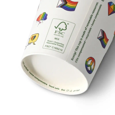 Papierbecher „Pride“, 250 ml, Durchmesser 80 mm, 50 Stück