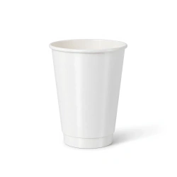 Weißer, doppelwandiger Papierbecher, glänzend, 350 ml, Durchmesser 90 mm, 25 Stück