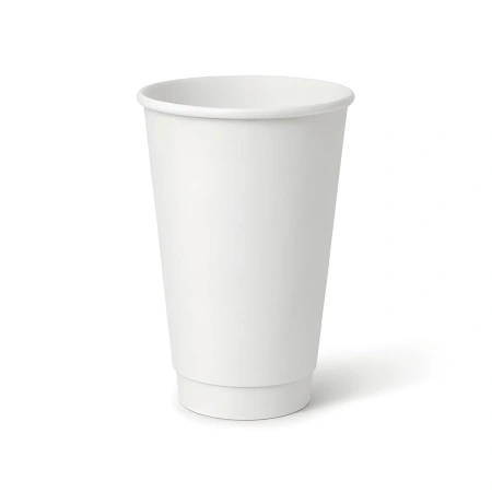 Weißer, doppelwandiger Papierbecher, glänzend, Dispersionsbeschichtung, 450 ml, Durchmesser 90 mm, 25 Stück