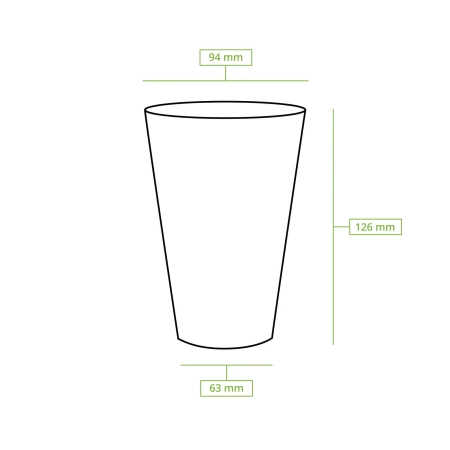PLA-Becher, 400 ml, Durchmesser 95 mm, 50 Stück