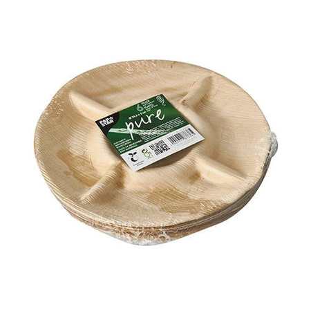Teller aus Palmblättern, 5-teilig, Durchmesser 24,5 cm, 6 Stück