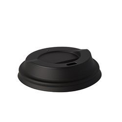 C-PLA-Deckel für Becher, schwarz, Durchmesser 80 mm, 50 Stück
