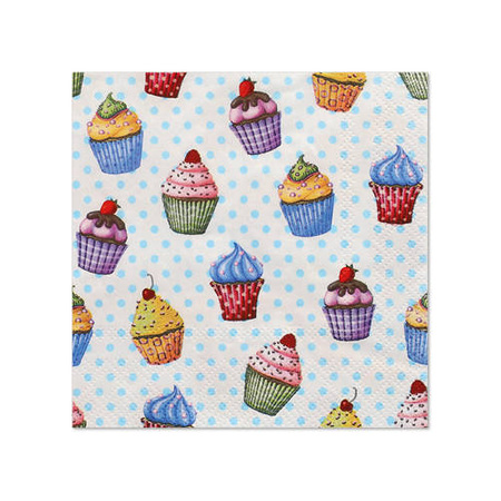 3-lagige Servietten „Cupcakes“ 1/4, 25 x 25 cm, 20 Stück