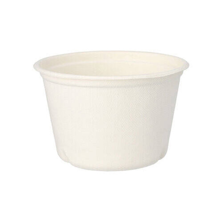Suppentasse aus Zuckerrohr, 600 ml, Durchmesser 14 cm, Höhe 9 cm, 50 Stück