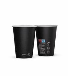 Schwarzer Pappbecher „Black Series“ von Vegware, 350 ml, Durchmesser 90 mm, 50 Stück