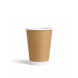 Doppelwandiger Kraftpapierbecher, glänzend, Dispersionsbeschichtung, 250 ml, Durchmesser 80 mm, 25 Stück