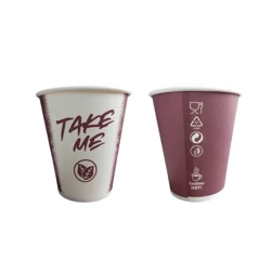 Papierbecher „Take me“, 250 ml, Durchmesser 80 mm, 50 Stück