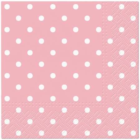 3-lagige Servietten „Dots Pink“, 1/4, 25 x 25 cm, 20 Stück