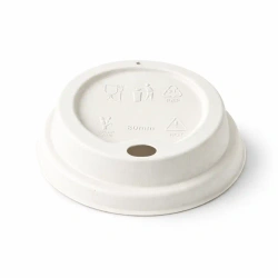 Deckel aus Zuckerrohr für Becher, Durchmesser 80 mm, 50 Stück