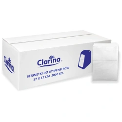 Einlagige, weiße Servietten für den Spender, Clarina, 17 x 17 cm, 2000 Stück