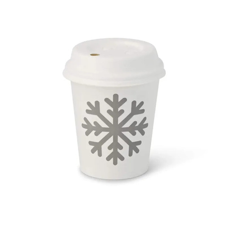 Weißer Pappbecher, Dispersionsbeschichtung, „Winter“, 250 ml, Durchmesser 80 mm, 50 Stück