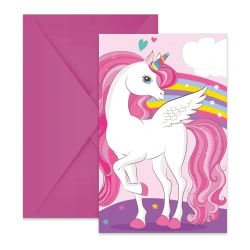 Einladungskarten mit Umschlag „Unicorn“, 6 Stück