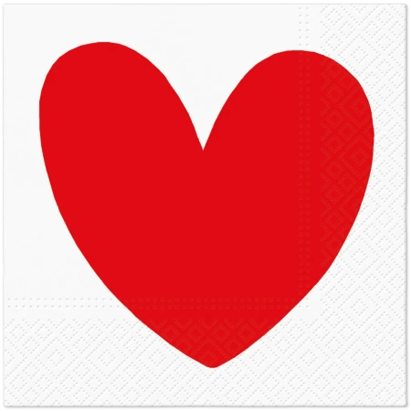 3-lagige Servietten „Red Hearts“, 1/4, 33 x 33 cm, 20 Stück