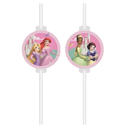 Papierstrohhalme „Disney‑Prinzessinnen“, 22 cm, 4 Stück