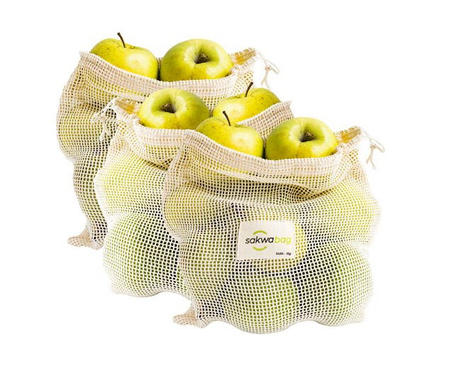 Obst- und Gemüsesäckchen, mittleres Set, 3 x „M“ – 25 x 30 cm, 3 Stück