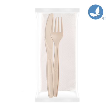 Besteckset aus Avocadokernen mit Serviette N+W+S, 50 Sets