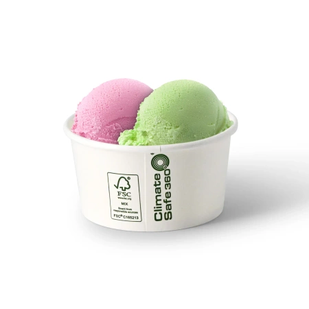 Weißer Pappbecher für Eis, 220 ml, Durchmesser 92 mm, 50 Stück