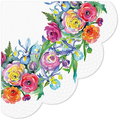 Runde 3-lagige Servietten „Rose“, 1/4, Durchmesser 32 cm, 12 Stück