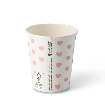 Papierbecher „Hearts“ 250 ml, Durchmesser 80 mm, 50 Stück