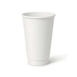 Weißer, doppelwandiger Papierbecher, glänzend, Dispersionsbeschichtung, 450 ml, Durchmesser 90 mm, 25 Stück