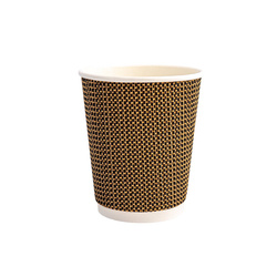 Zweilagiger, geriffelter Papierbecher „Stoffoptik“, Durchmesser 80 mm, 250 ml, 25 Stück