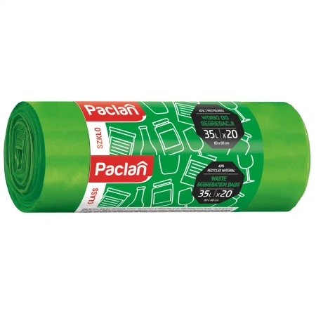 Grüne Paclan-Säcke für die Glasabfalltrennung, 35 l, 50 x 60 cm, 20 Stück