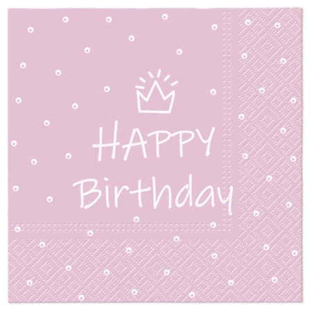 3-lagige Servietten „Birthday Pink“, 1/4, 33 x 33 cm, 20 Stück