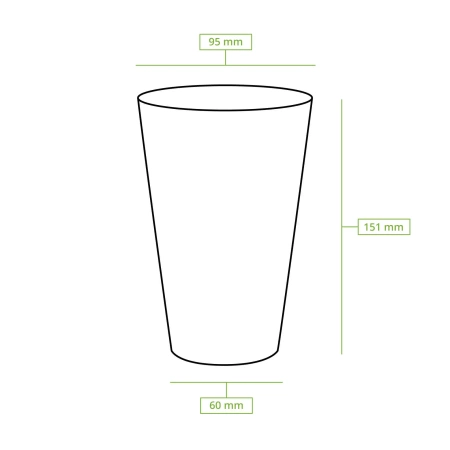 PLA-Becher, 500 ml, Durchmesser 95 mm, 50 Stück