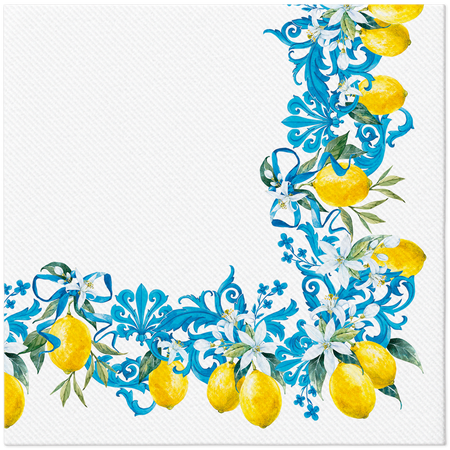 Premium-Airlaid-Servietten, „Citrus Baroque“, 1/4, 40 x 40 cm, 12 Stück
