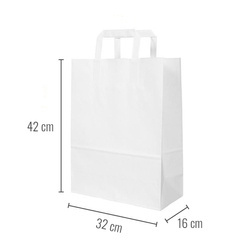 Weiße Papiertüte mit Tragegriff, 32 x 16 x 42 cm, 250 Stück