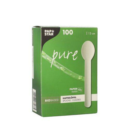 Weiße Papierslöffel für Kaffee, 13 cm, 100 Stück