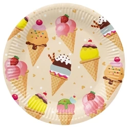 Runder Pappteller „Ice Cream“, Durchmesser 23 cm, 8 Stück