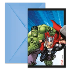 Einladungskarten mit Umschlag „Avengers“, 6 Stück