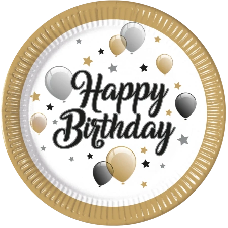 Papierteller „Milestone Happy Birthday“, 23 cm, 8 Stück
