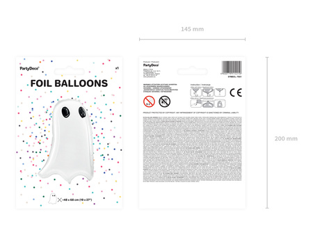 Folienballon „Geist – Halloween“, 40 × 68 cm, 1 Stk.