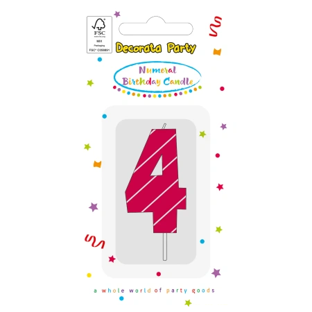Geburtstagskerze „4“ in Rosa, 1 Stück