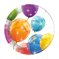 Pappteller „Sparkling Balloons“, 20 cm, 8 Stück