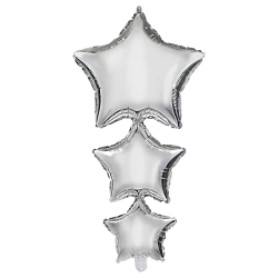 Folienballons „Silver Stars“, 96 cm, 1 Stück