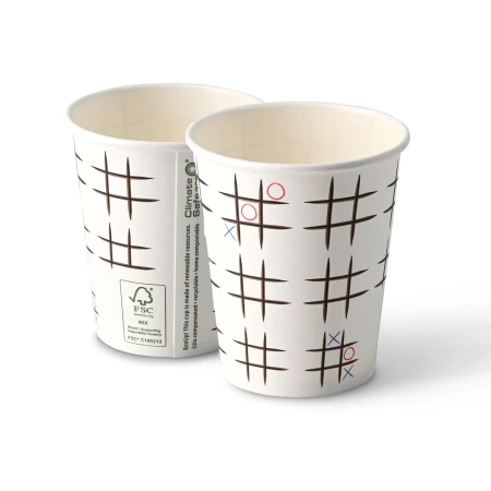 Papierbecher „TicTacToe“ 250 ml, Durchmesser 80 mm, 50 Stück