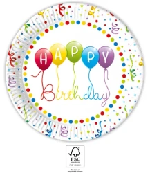Papierteller „Happy Birthday“, 23 cm, 8 Stück