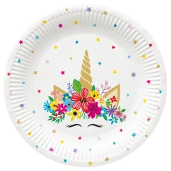 Runder Pappteller „Unicorn Party“, Durchmesser 23 cm, 8 Stück