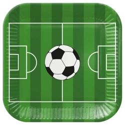 Quadratischer Pappteller „Soccer Green“, 23 x 23 cm, 8 Stück