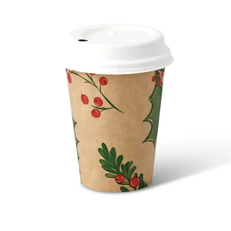 Kraftpapierbecher, Dispersionsbeschichtung, „Christmas“, 350 ml, Durchmesser 90 mm, 50 Stück
