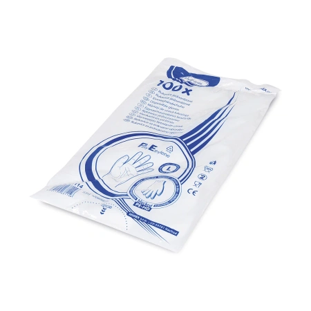 Transparente HDPE-Folienhandschuhe im Block, Größe „L“, 100 Stück