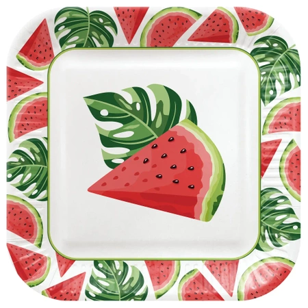 Quadratischer Pappteller „Watermelons“, 23 x 23 cm, 8 Stück