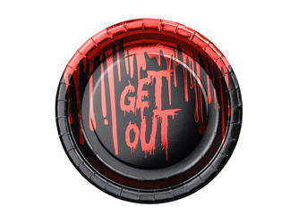 Papier­teller „Get Out – Halloween“, 18 cm, 6 Stk.