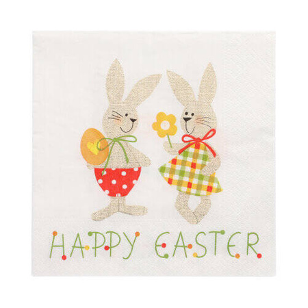 3-lagige Servietten „Bunny Couple 1/4“, 33 x 33 cm, 20 Stück